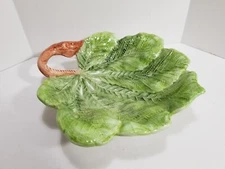 The Mane Lion Vintage Serving Dish Leaf with Branch Handle Made In Italy