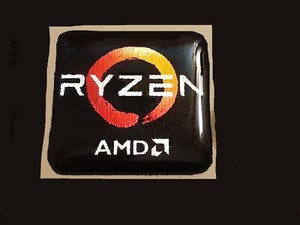 AMD RYZEN lustrous resin coated bubble domed computer sticker. 1"x1" (25x25 mm).