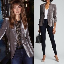 L'agence Velvet Chamberlain Blazer Silver/gray Size 6 Single Button Silk Blend