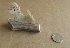 Vintage Scottish Scottie Dog Horn Figure, Hand Carved Figure Carved from Horn