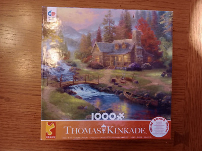 THOMAS KINCADE MOUNTIAN PARADISE 1000 PIECE JIGSAW PUZZLE CEACO USA COMPLETE