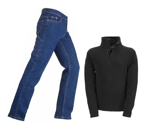 SET KAPRIOL PANTALONE JEANS + PILE NERO M/L/XL/XXL DA LAVORO | eBay