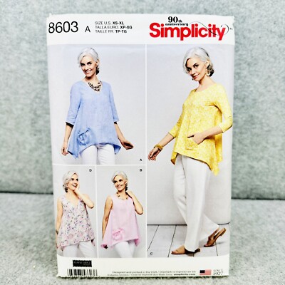 Simplicity 8603 Plus Size Tops Pullover Loose Tent Style Misses XS XL Pattern