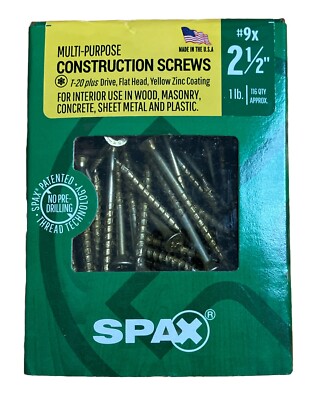 Spax #9x 2-1/2  Multi-purpose Construction Screws T-20 Plus Drive Flat Head
