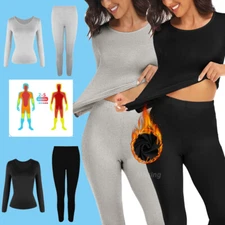 Women's Thermal Underwear Long Johns Top & Bottom Winter Base Layer 2PCS Set