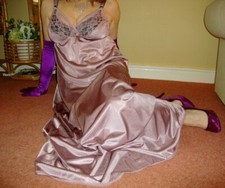 Antique Rose Silky  Lacy Long Formal Length Bra Slip or Nightgown XL BNWT