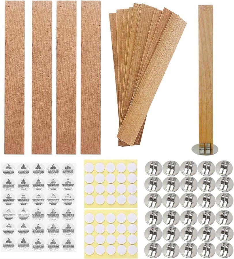 250 PCS Wooden Candle Wicks for Candle Making KIT 100Pcs Natural Candle Wood Wi