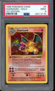 1999 Pokemon 1st Edition Shadowless Charizard Base Set Holo Rare #4 PSA 9 MINT