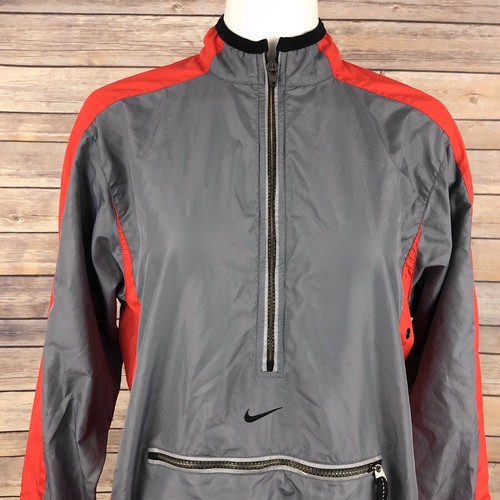 VTG 90s Nike 1/2 Zip Packable Windbreaker Jacket SZ M Gray Red Casual Active - Picture 5 of 9