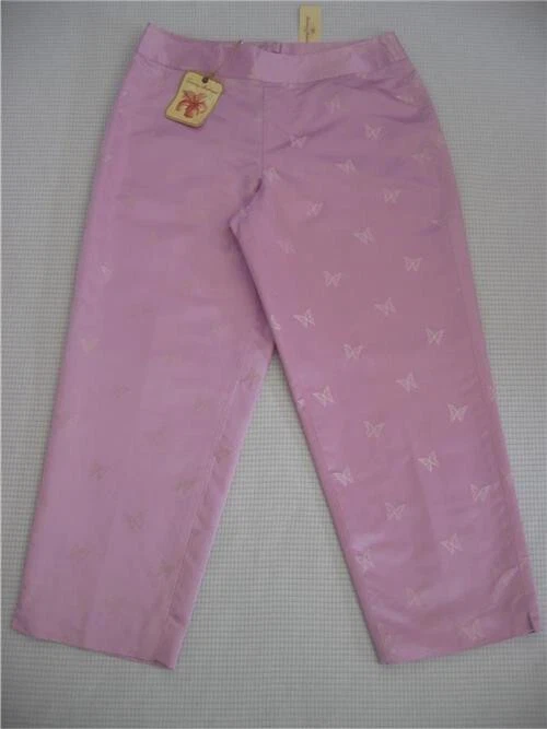 New Tommy Bahama Lavender Silk Flutter Jacquard Crop Pant 6