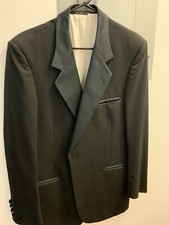 Vintage Mens Pierre Cardin Tuxedo Dinner Suit 44L Black Wool Satin