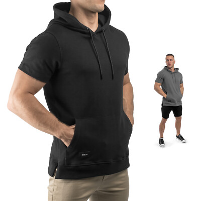 Sixlab Short Sleeve Kurzarm Hoodie Herren Muscle Kapuzenpullover Gym Fitness