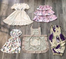 5pc Girls Dresses And Apron Size 11-12