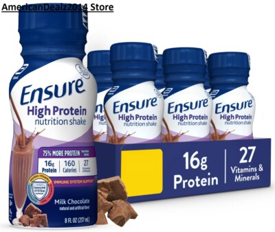 Ensure HIGH PROTEIN Nutrition Shake MILK CHOCOLATE 8 Fl Oz Choose 6 OR 30 Count