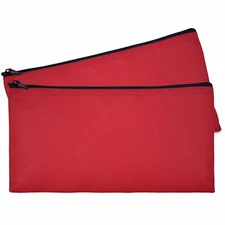 DALIX Zipper Money Bank Bag Pencil Pouch Makeup Travel Accessories Red 2 PACK