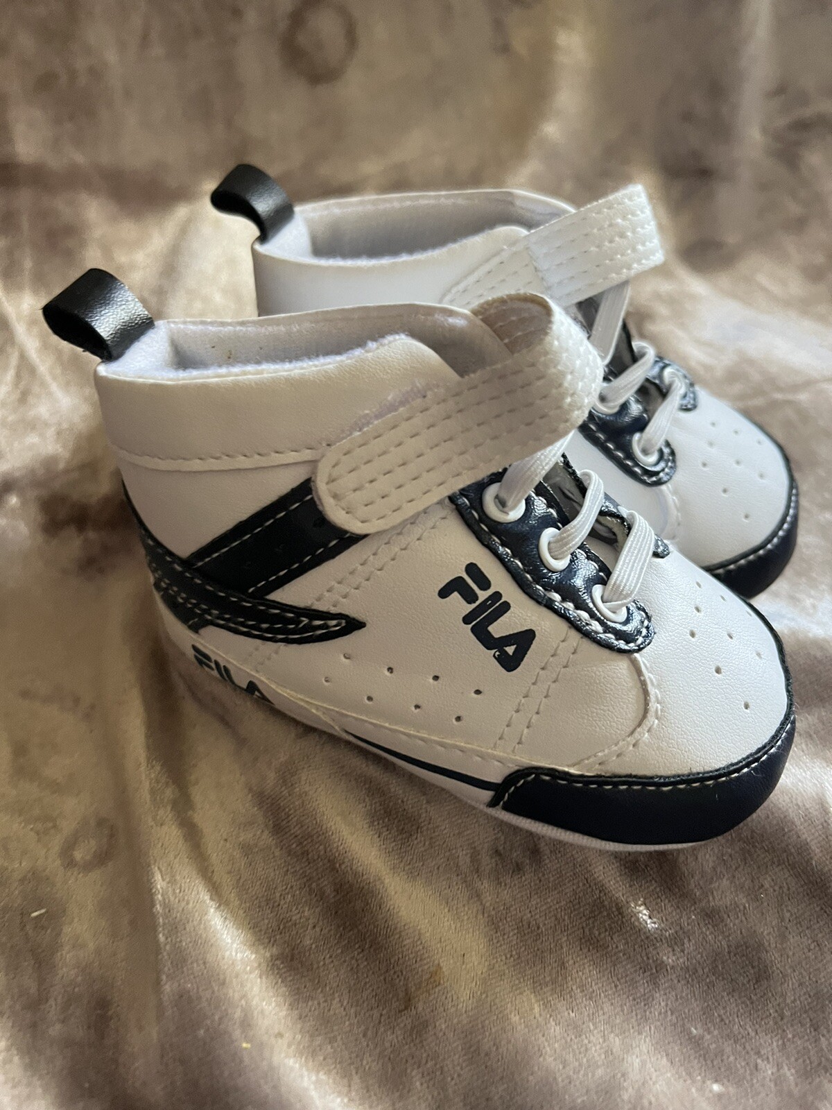 PONY NUOVE scarpe culla Fila Pre Walker neonato bambino sneakers alte 6 9 mo nero bianco