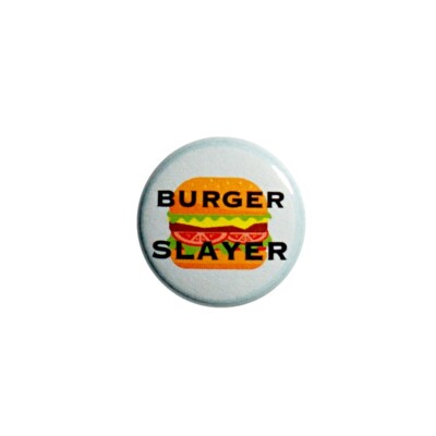Vintage 80s 90s Style Pin Button Burger Slayer Fast Food Funny Button 1  47-10
