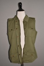 Rachel Hollis Ltd. New $66 Casual Vest W/ Pockets In Olive Xs
