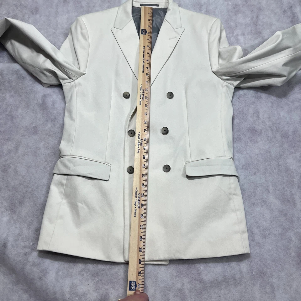 Blazer THEORY Mediano Amiel Crepe Chaqueta Blanca Doble Pecho Peso Pesado Foto 4 de 4