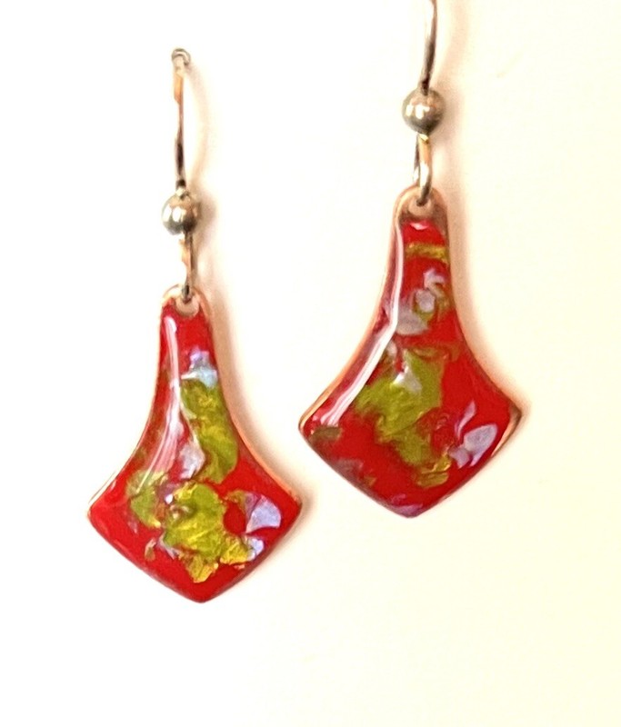 New Lucky Dog Studios By Don Grubbs Red Drop Dangle Earrings