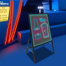 LED Message Writing Board,50*70cm Illuminated Erasable Menu Board Sign 7 colors