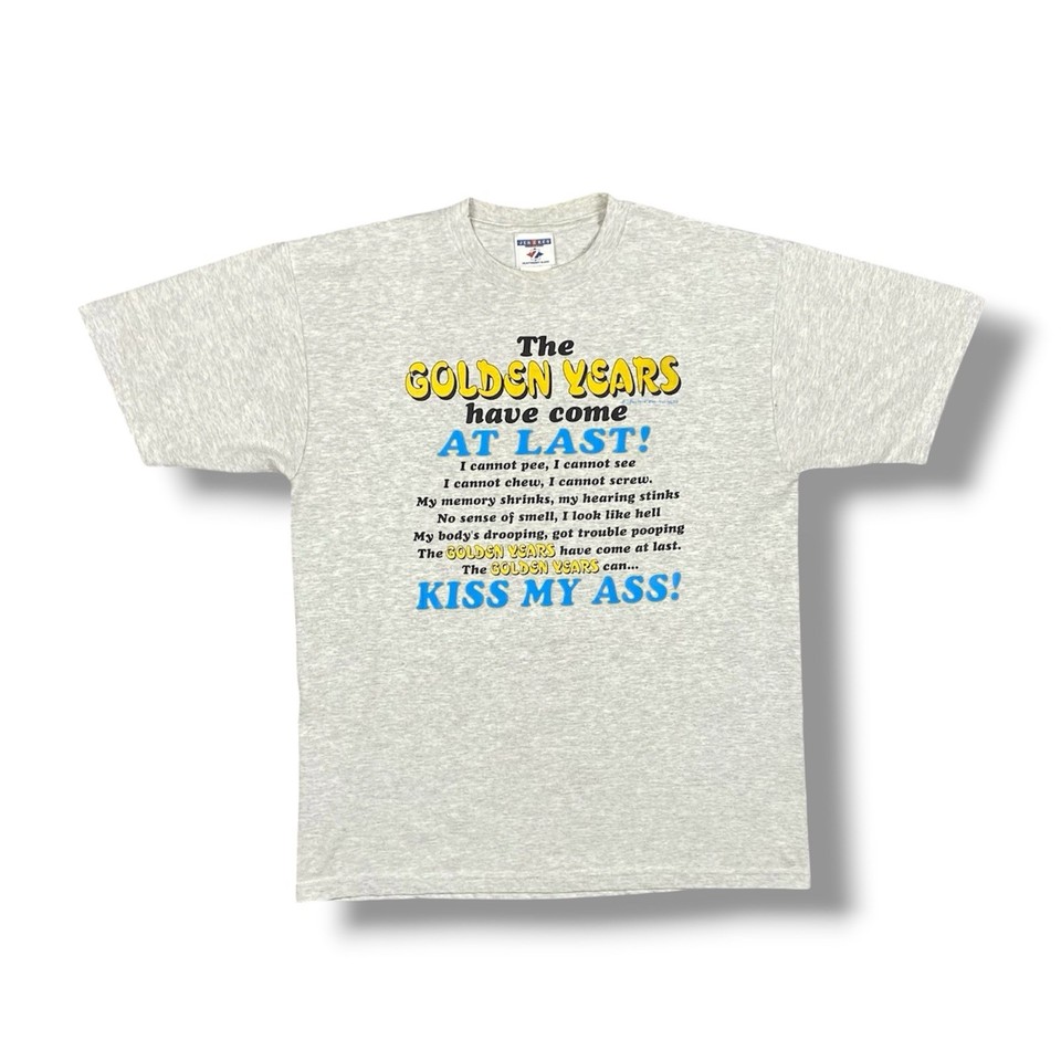 Authentic vintage Jerzees graphic tee with adult humor twist — the kind of pre-worn, faded-perfectly retro shirt that can't be faked.