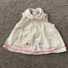 Vintage Y2K Disney Winnie the Pooh  Piglet Pink Gingham Smocked Flower Top 18M
