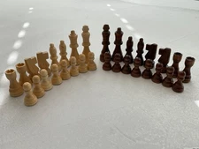 32 Vintage Wooden Chess Pieces Complete Set 3” Kings Solid Wood + Felt Bottoms