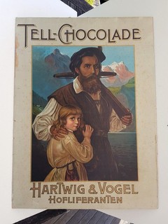 Seltene Reklame / Tell Chocolade Hartwig & Vogel Hoflieferanten um ca. 1900
