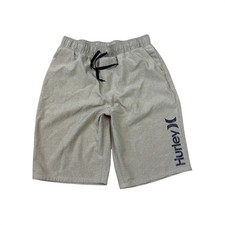 Hurley Kids Khaki Heather Hybrid Board Shorts Boys Size 14/16 Large Logo Tan