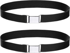Toddler Kids Adjustable Buckle Belt - Elastic Child Silver Buckle Belts for Girl