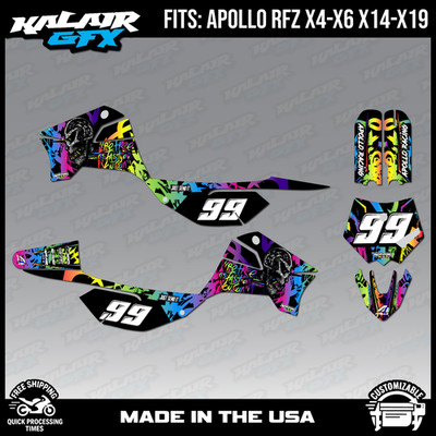 Graphics Kit for Apollo RFZ X4 X5 X6, X14 to X19 Revolt Series - Rainbow