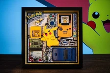 Framed Pikachu Gameboy Color 3D effect Disassembled,Wall Decor,Teardown Art