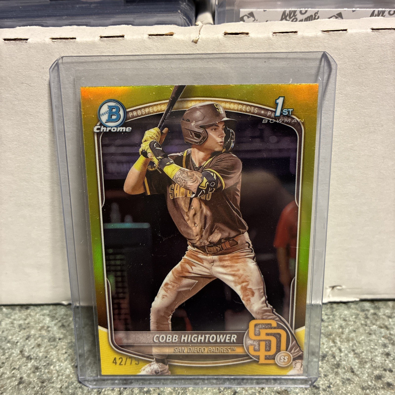 Cobb Hightower 2025 Bowman Chrome Prospects #BCP-104 Yellow Refractor /75 Padres