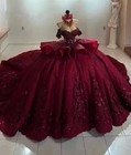Quinceanera Dress Beading Lace Flower Birthday Party Train Vestidos De 15 Anos