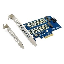 Dual Port M.2 PCIe 3.0 x4 NVMe AHCI SATA SSD M B Key Adapter Card 22302280