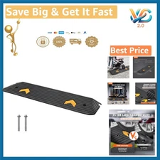 Rubber Threshold Ramp 1 Inch Rise Non-Slip Surface 44.5x9.5 Inches Black New