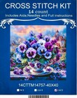 REDUCED AGAIN!  Pansies in a Teacup Cross Stitch Kit — photo 1
