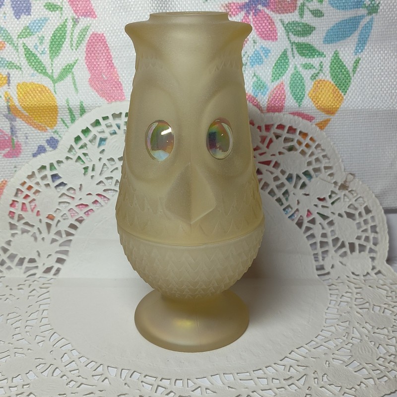 Mosser Frosted Satin Glass Sugar Cookie Yellow Viking 2 Pcs Owl Fairy Lamp Light