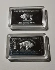 (2) 1 Oz German Silver Buffalo Bars Including Case With Low Reserve 2 Bars Total