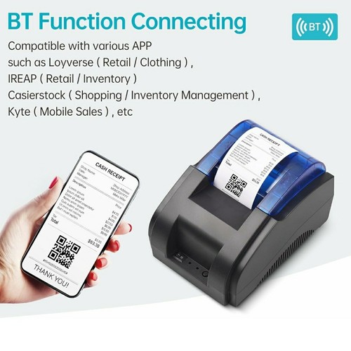 Stampante Termica Da 58 Mm, Stampante per Ricevute Bluetooth USB, Compatibile Co - Zdjęcie 4 z 8