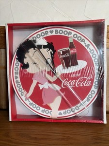 Vandor Betty Boop Coca Cola 13.5" Cordless Wood Wall Clock BRAND NEW Coke Soda