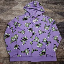 NWT NEW Invader Zim Women s Size L Zip Hoodie Gir Cartoon Hot Topic PURPLE