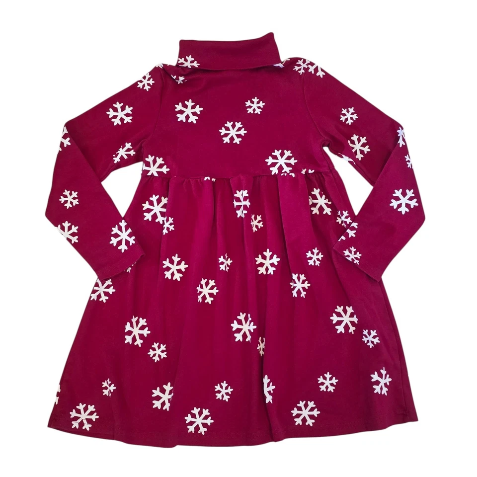 Vestido de Vacaciones Gymboree Niña Talla 8 Rojo Copo de Nieve Manga Larga Algodón Cuello Alto Foto 4 de 4
