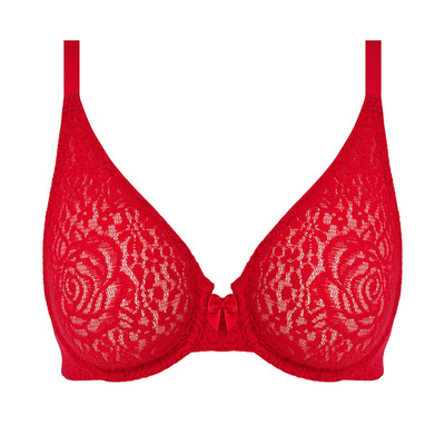 Wacoal Halo Spitze Kirschrot BH mit Bügel Transparent Durchsichtig Ungepolstert Damen