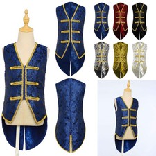 Kid Boys Medieval Renaissance Embroidery Tailcoat Victorian Steampunk Waistcoat