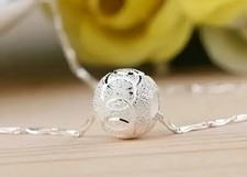 🌺🌟Damen Halskette 925 Silber Kette mit Kugel Perle Anhänger Geschenk Frau🌟🌺