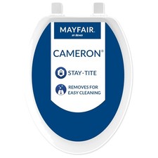 Cameron White Elongated Toilet Seat: Easy Clean Non-Slip Heavy Duty Wood