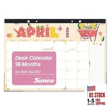 Desk Calendar 2026 17x12, 18 Months, Apr. 2026 17"x12" Apr.2026-Sep.2027 Cute