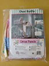NOS Vintage Circus Parade Nursery Dust Ruffle Designed By Ginny Fraser
